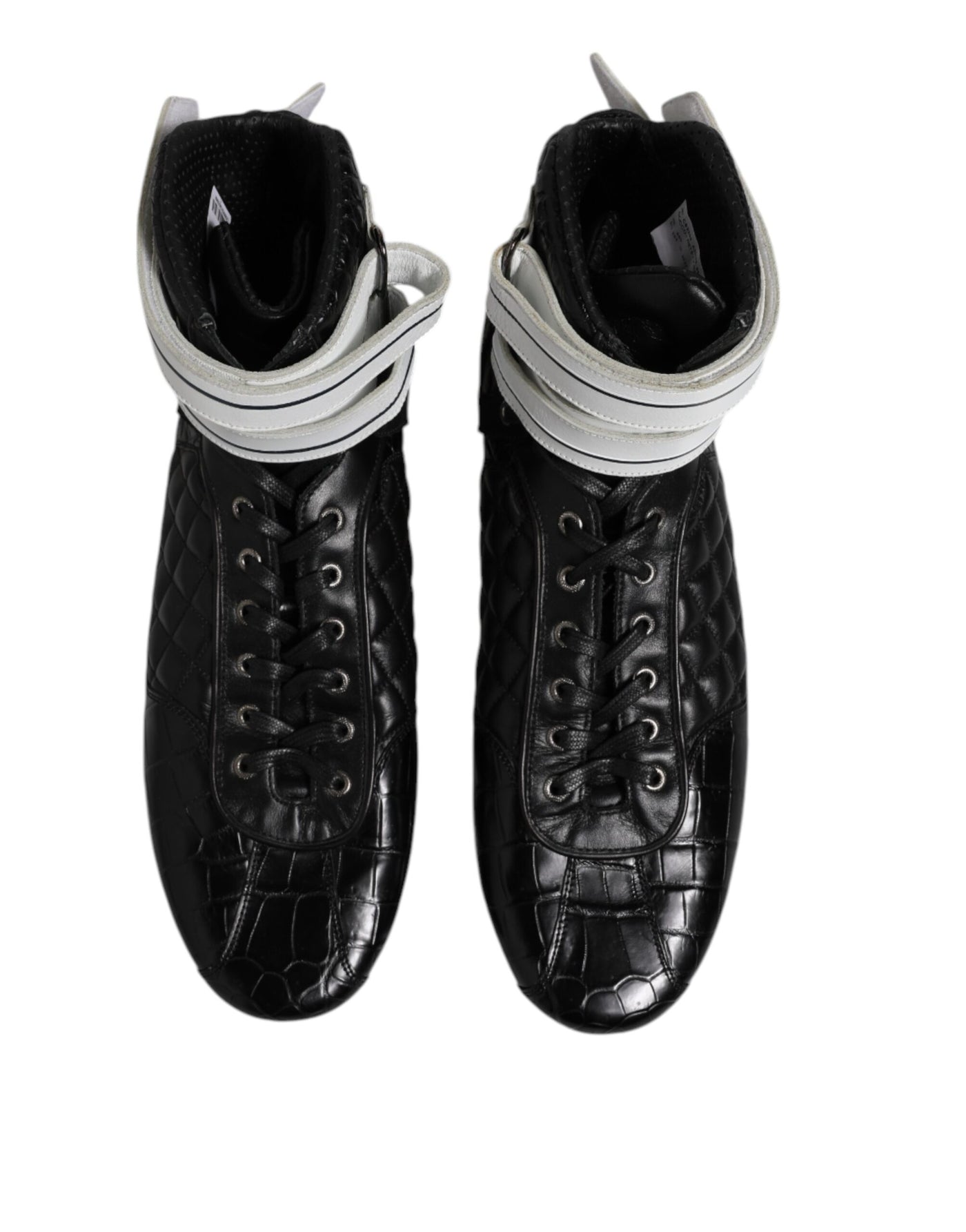 Dolce &amp; Gabbana Zwarte Gewatteerde Leren Veterschoenen