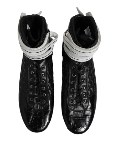 Dolce &amp; Gabbana Zwarte Gewatteerde Leren Veterschoenen