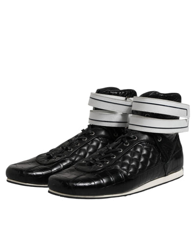 Dolce &amp; Gabbana Zwarte Gewatteerde Leren Veterschoenen