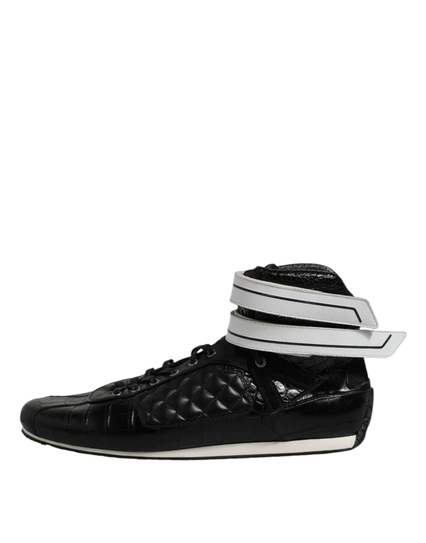 Dolce &amp; Gabbana Zwarte Gewatteerde Leren Veterschoenen