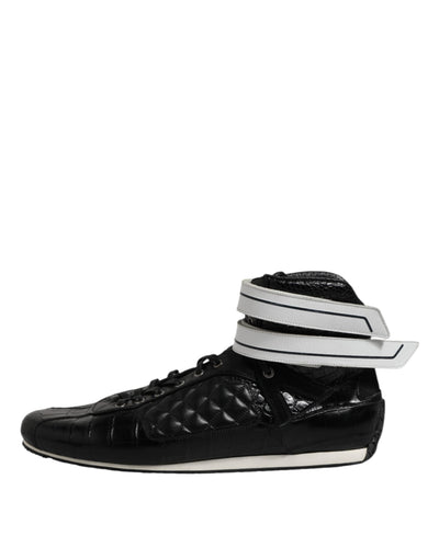 Dolce &amp; Gabbana Zwarte Gewatteerde Leren Veterschoenen