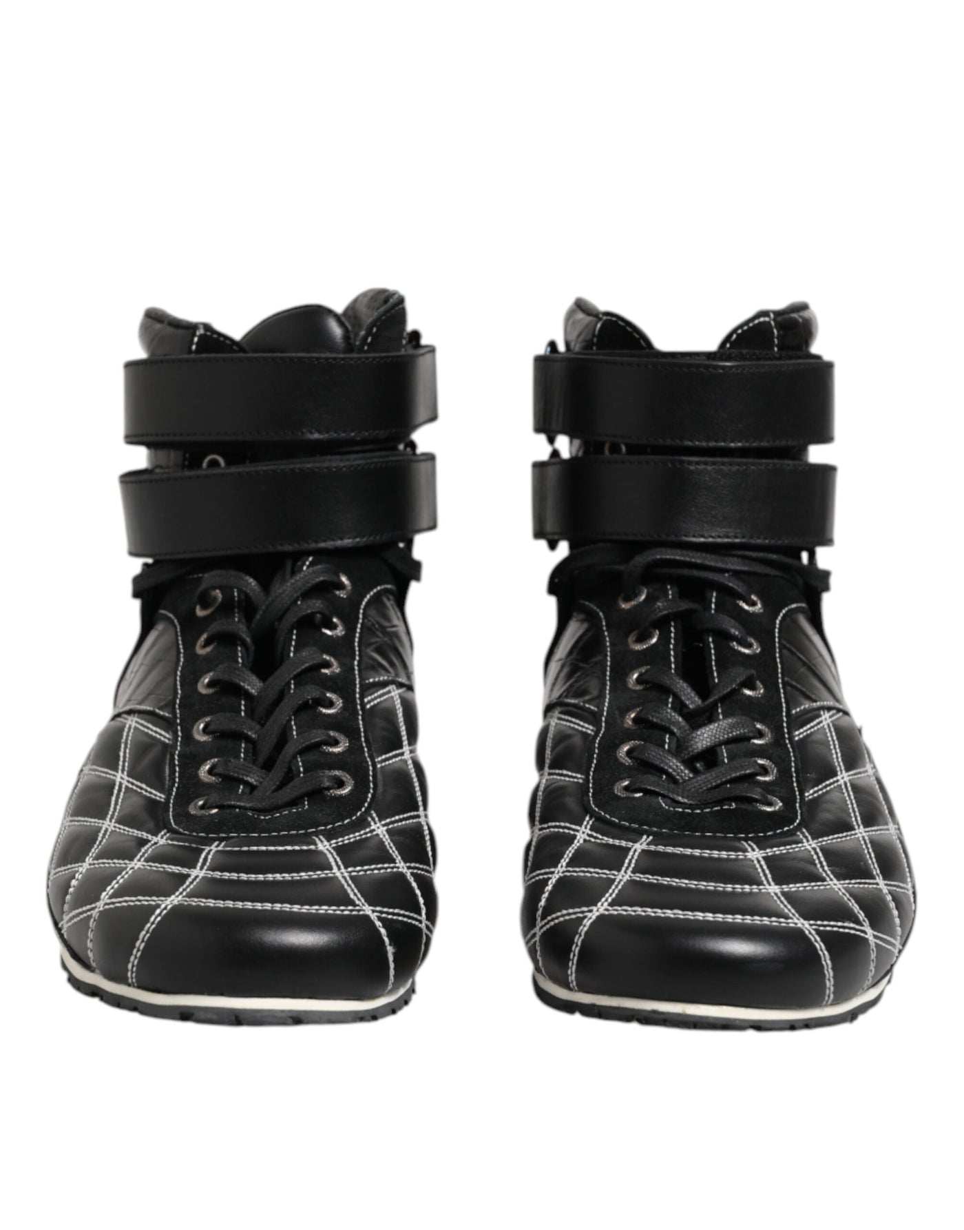 Dolce &amp; Gabbana Zwarte Gewatteerde Leren Veterschoenen