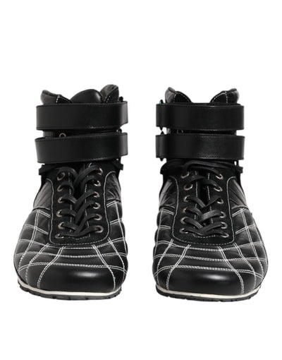 Dolce &amp; Gabbana Zwarte Gewatteerde Leren Veterschoenen
