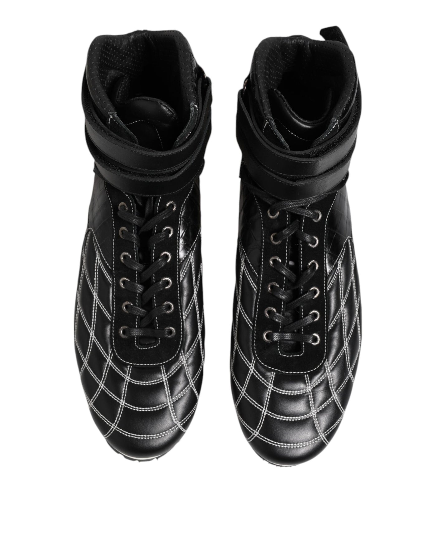 Dolce &amp; Gabbana Zwarte Gewatteerde Leren Veterschoenen