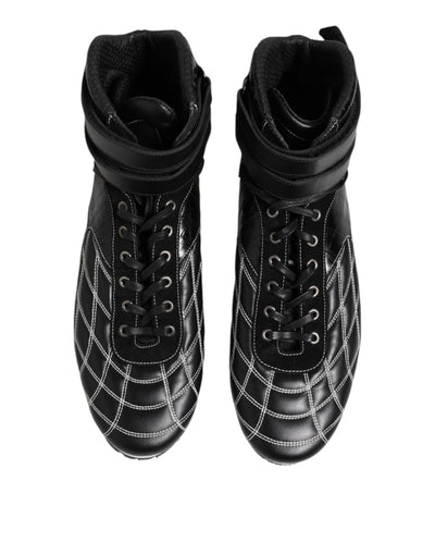 Dolce &amp; Gabbana Zwarte Gewatteerde Leren Veterschoenen