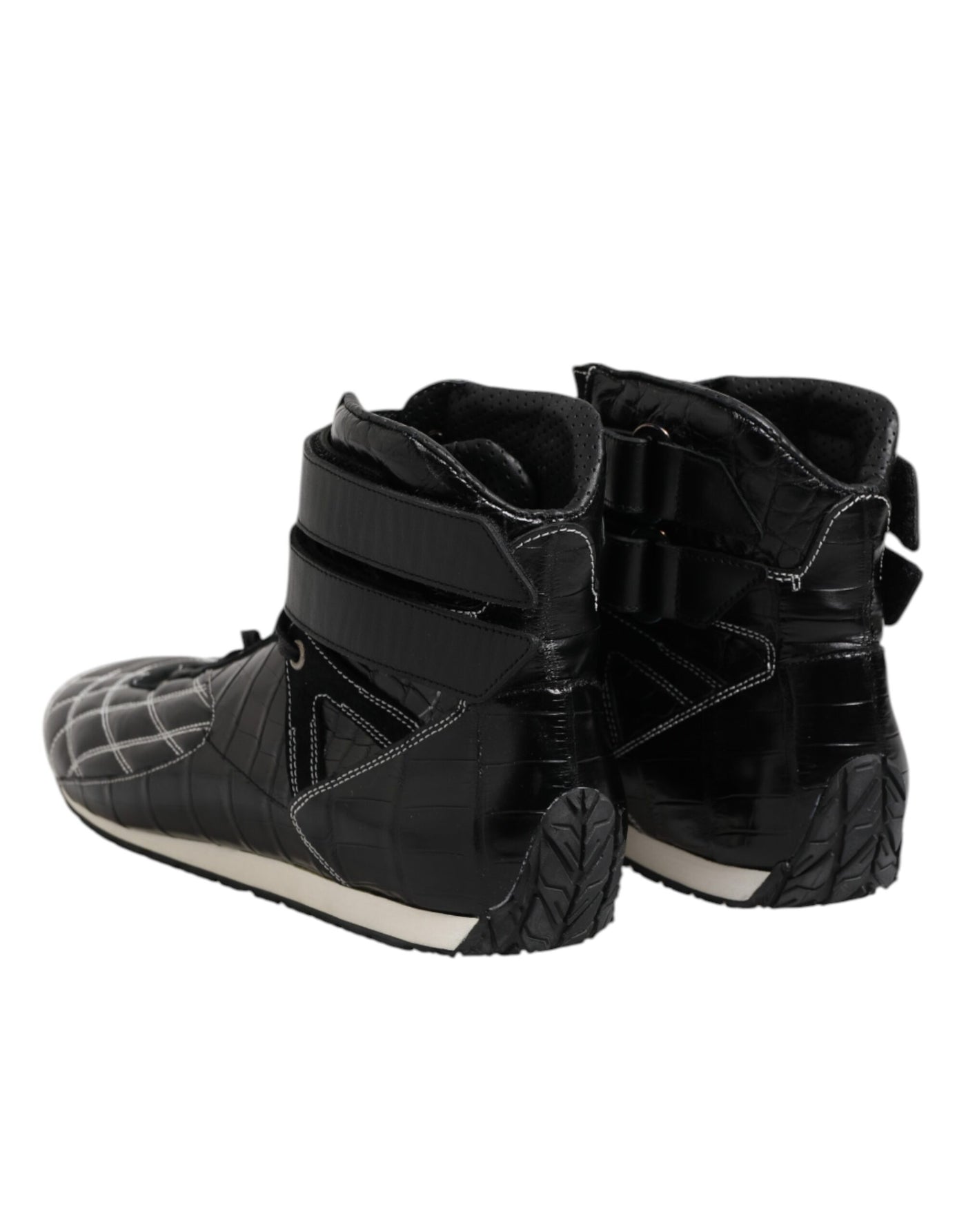 Dolce &amp; Gabbana Zwarte Gewatteerde Leren Veterschoenen