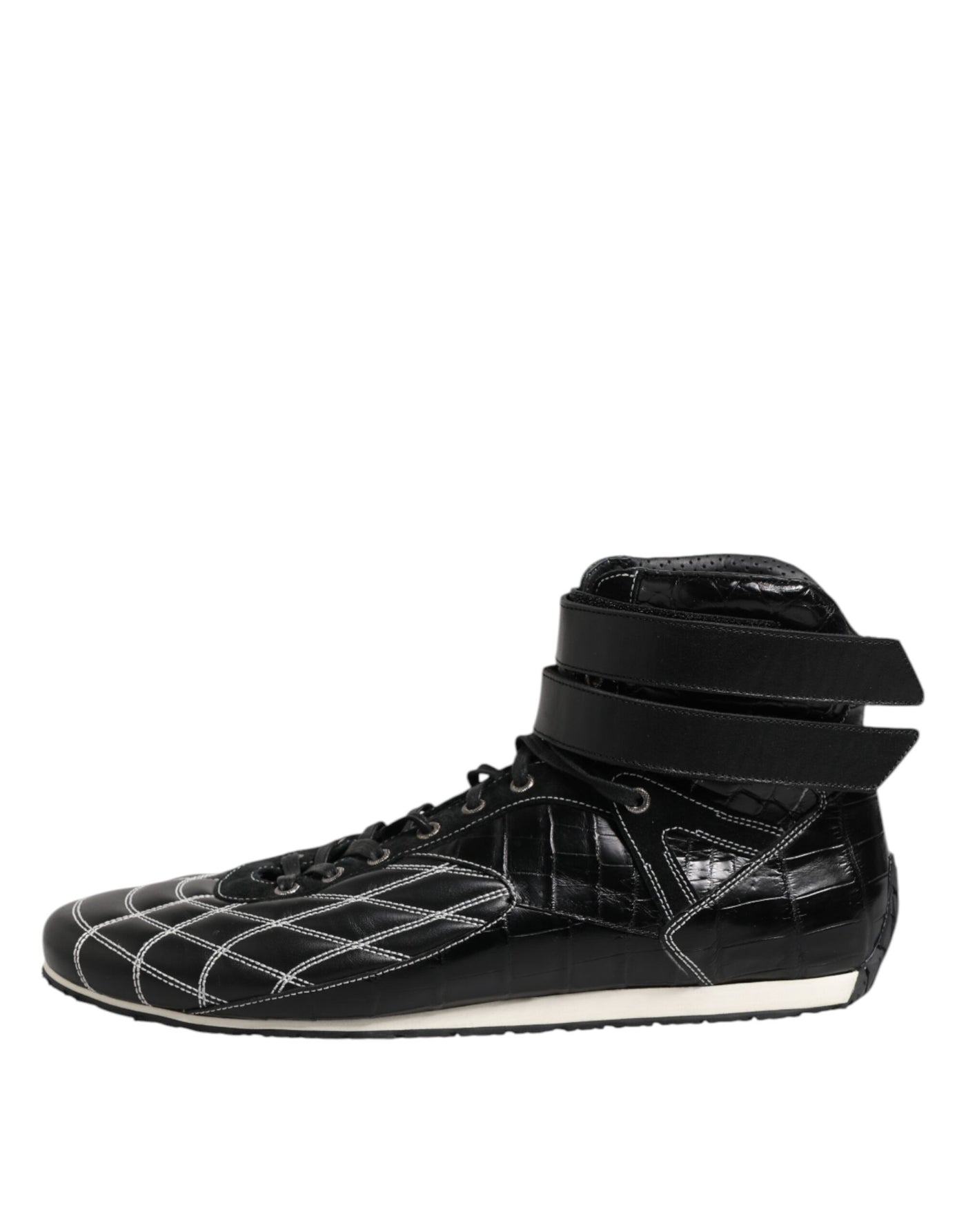 Dolce &amp; Gabbana Zwarte Gewatteerde Leren Veterschoenen