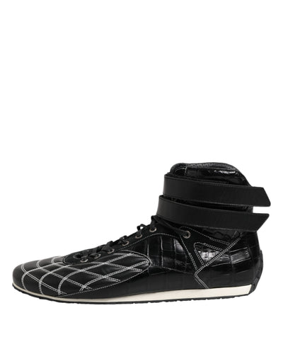 Dolce &amp; Gabbana Zwarte Gewatteerde Leren Veterschoenen