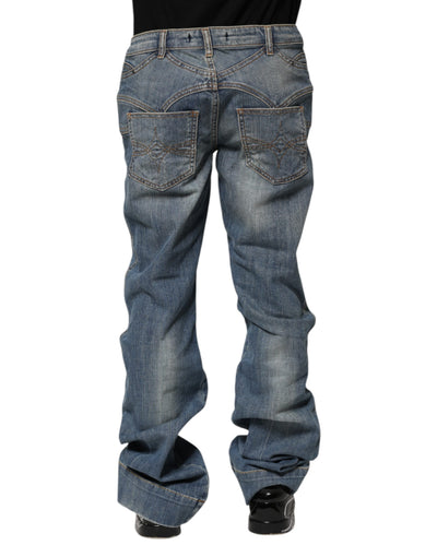 Jean en denim bleu délavé coupe droite Just Cavalli pour homme