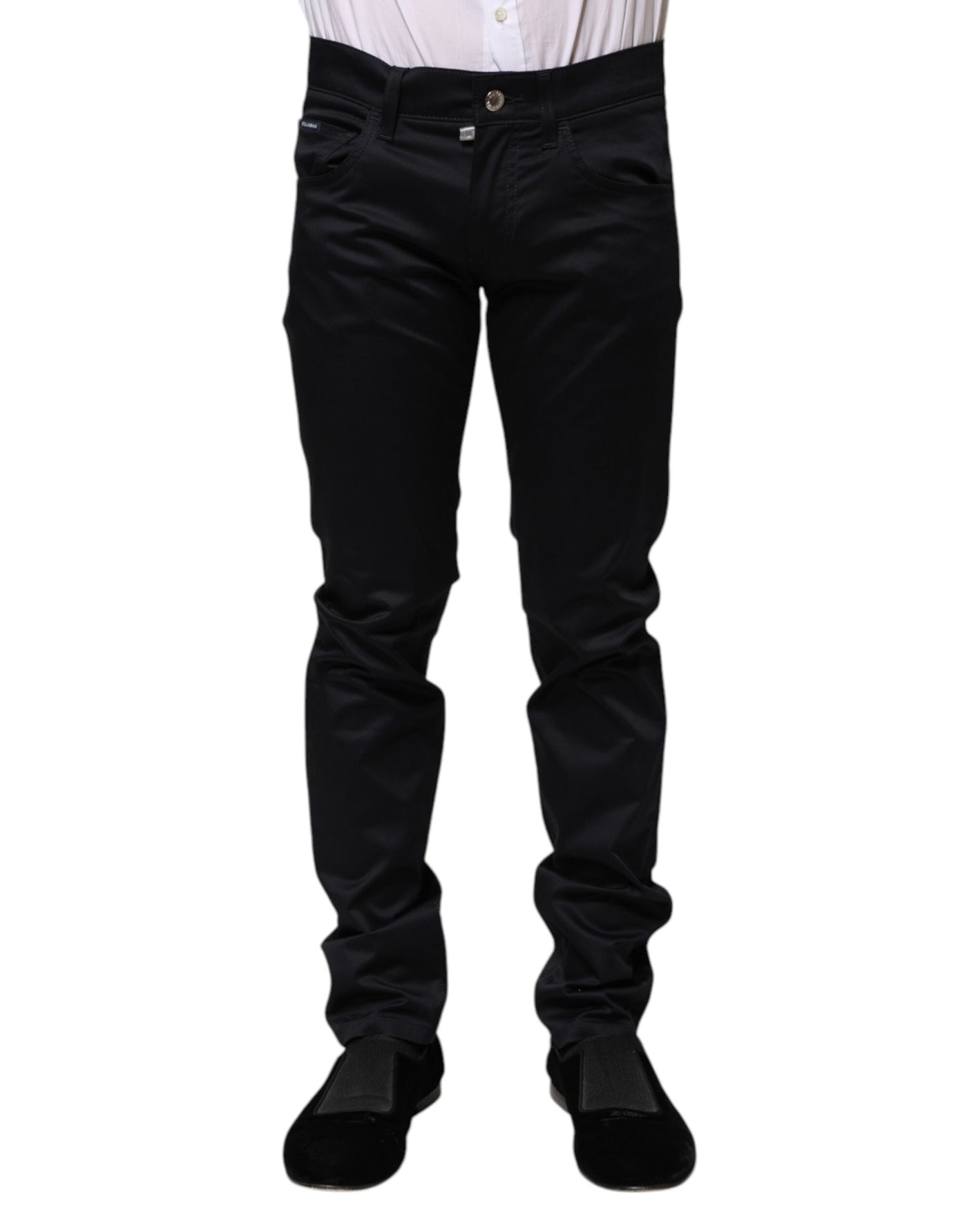 Dolce &amp; Gabbana Zwarte Katoenen Skinny Mid Waist Broek