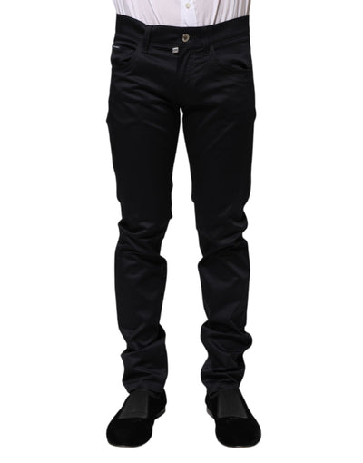 Dolce &amp; Gabbana Zwarte Katoenen Skinny Mid Waist Broek