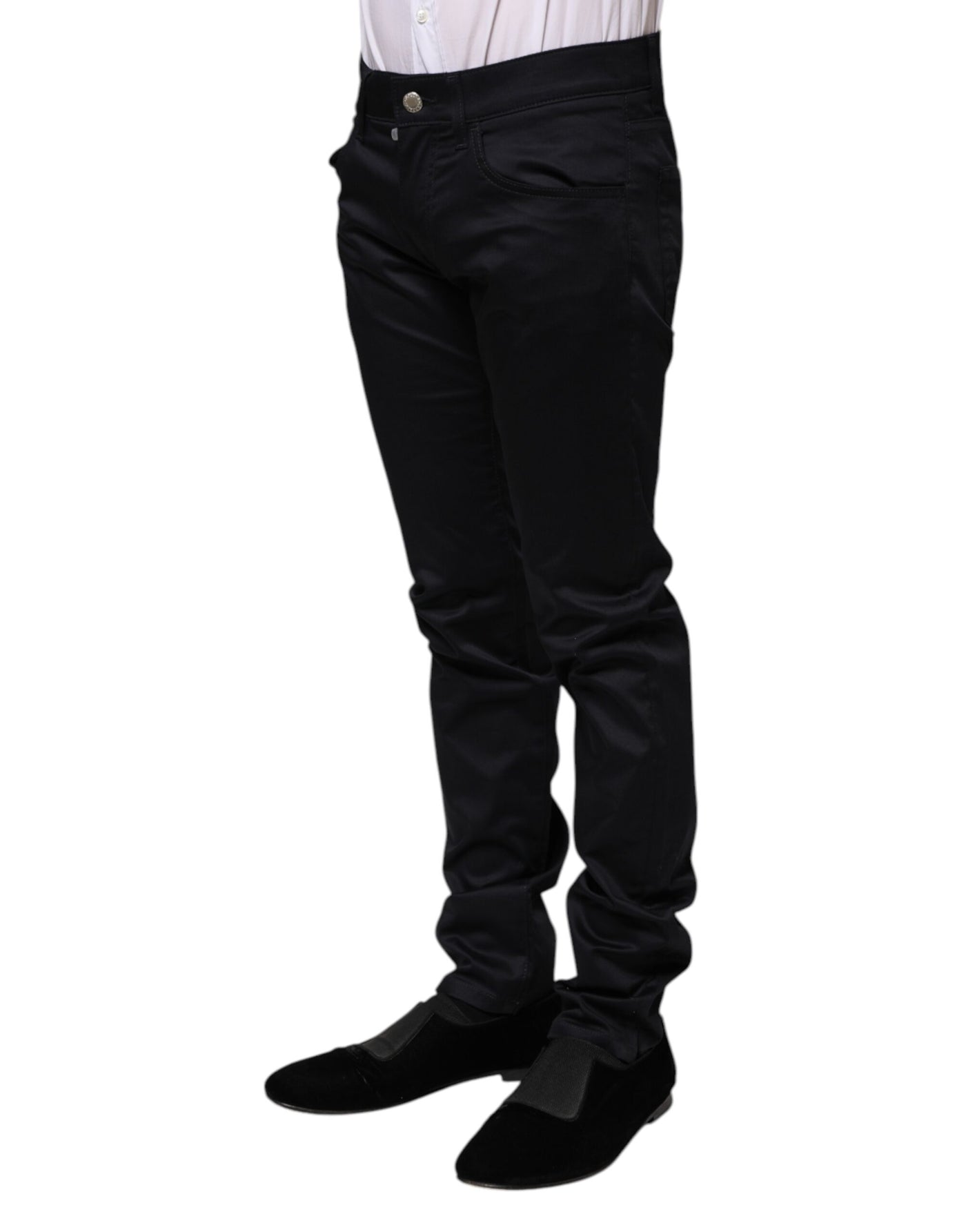Dolce &amp; Gabbana Zwarte Katoenen Skinny Mid Waist Broek