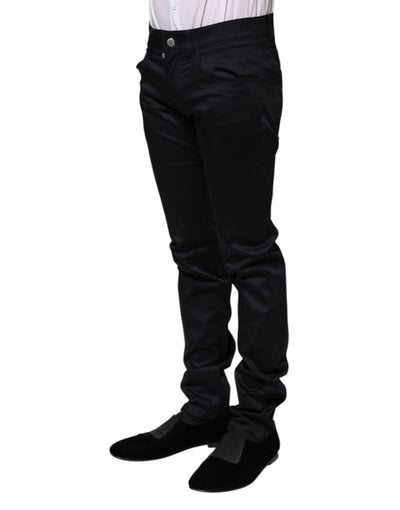 Dolce &amp; Gabbana Zwarte Katoenen Skinny Mid Waist Broek