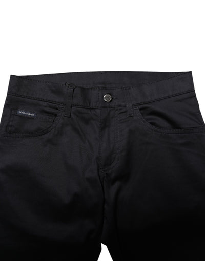 Dolce &amp; Gabbana Zwarte Katoenen Skinny Mid Waist Broek