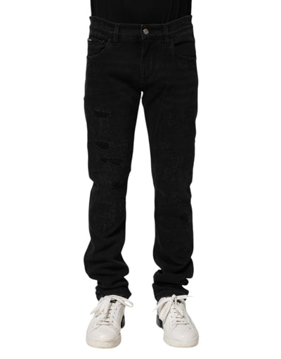 Dolce &amp; Gabbana Zwarte Katoenen Skinny Heren Denim Jeans