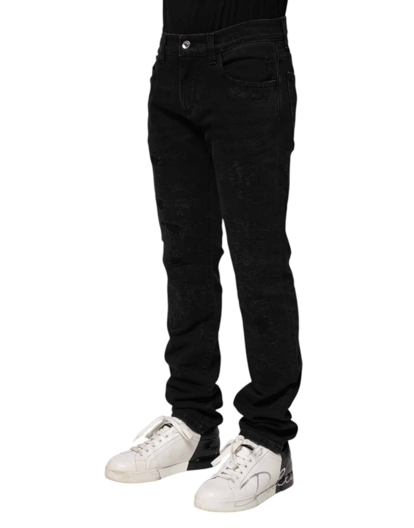 Dolce &amp; Gabbana Zwarte Katoenen Skinny Heren Denim Jeans