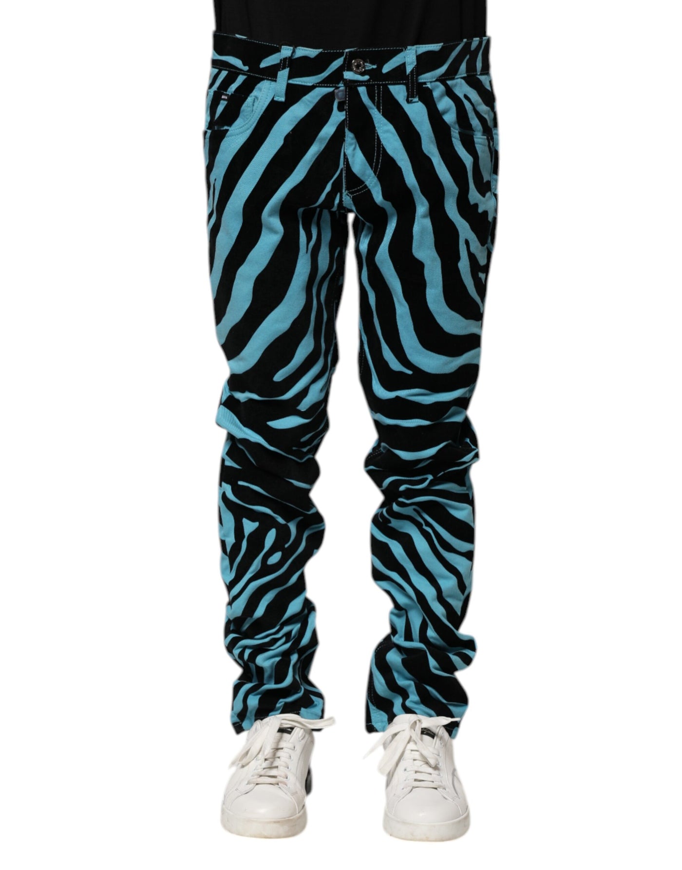 Dolce &amp; Gabbana Skinny Denim Jeans met Blauwe Zwarte Strepen