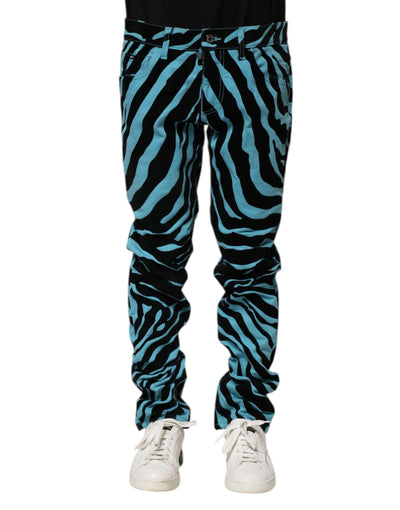 Dolce &amp; Gabbana Skinny Denim Jeans met Blauwe Zwarte Strepen
