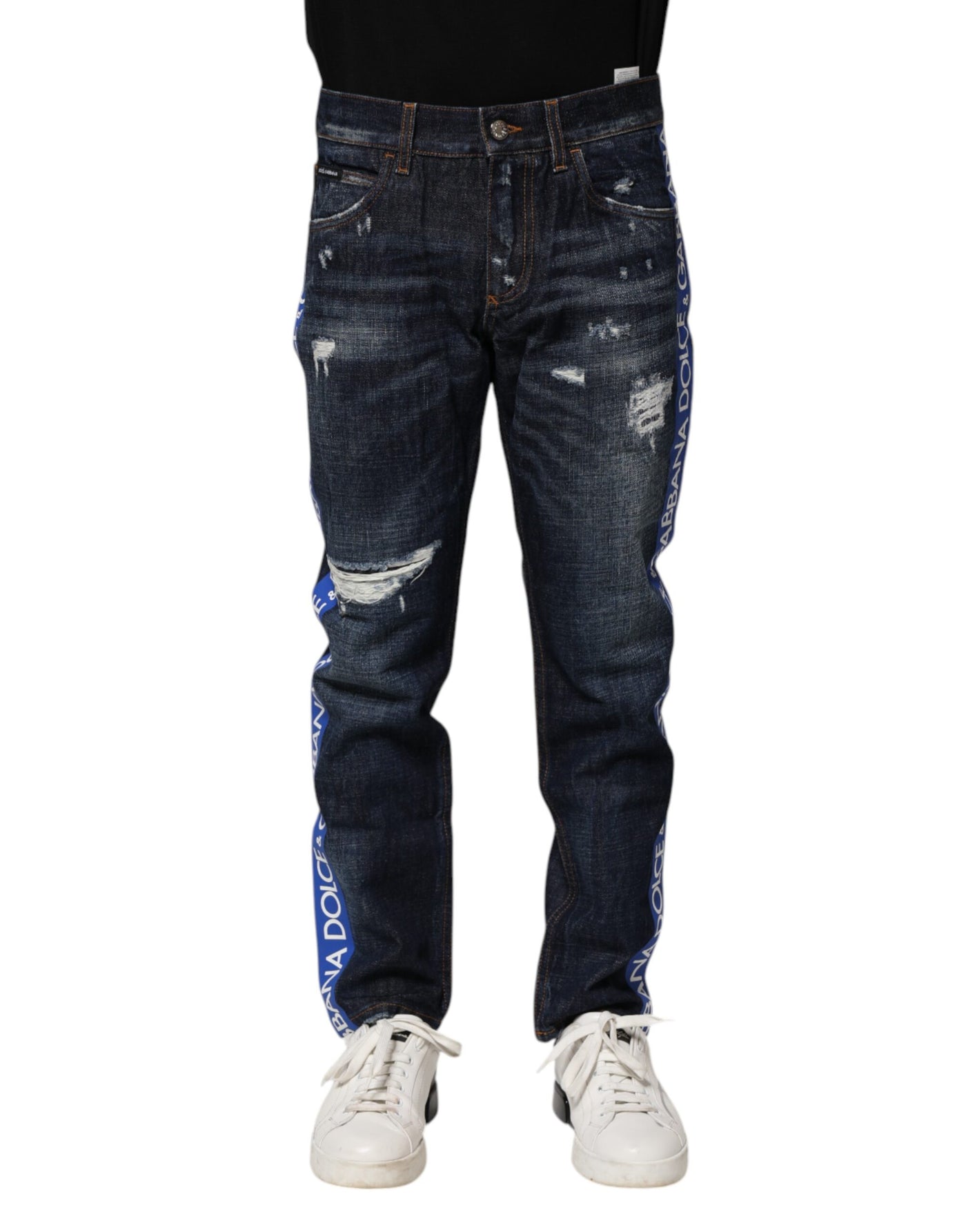 Dolce &amp; Gabbana donkerblauwe skinny denim jeans met scheuren