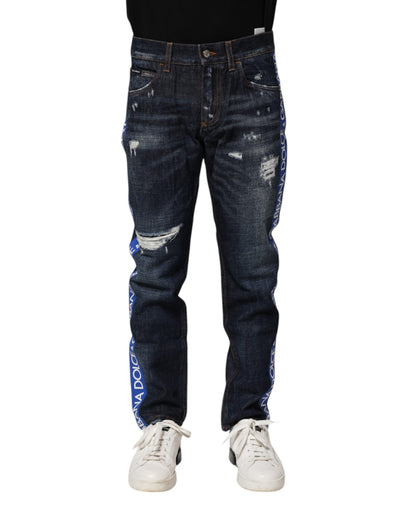 Dolce &amp; Gabbana donkerblauwe skinny denim jeans met scheuren