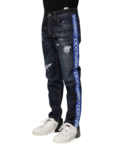 Dolce &amp; Gabbana donkerblauwe skinny denim jeans met scheuren