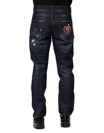 Dolce &amp; Gabbana donkerblauwe skinny denim jeans met scheuren