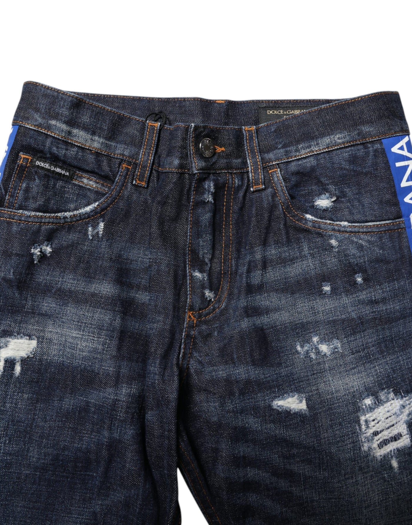Dolce &amp; Gabbana donkerblauwe skinny denim jeans met scheuren