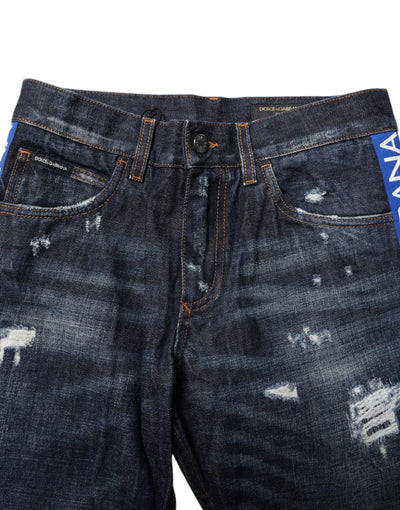 Dolce &amp; Gabbana donkerblauwe skinny denim jeans met scheuren