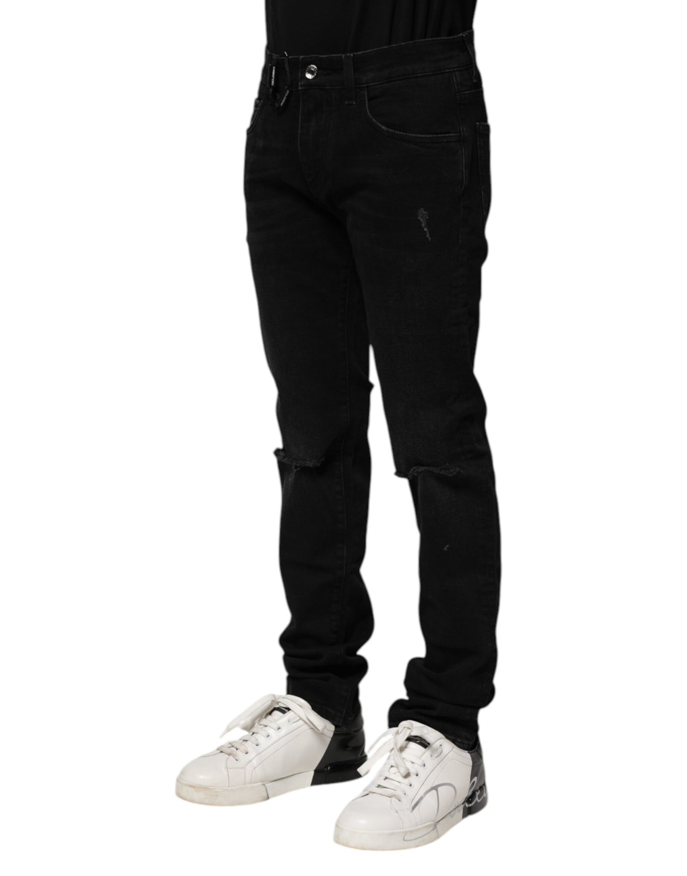 Dolce &amp; Gabbana Zwarte Katoenen Skinny Heren Denim Jeans