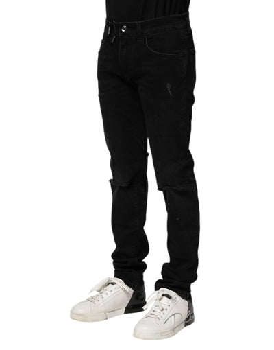 Dolce &amp; Gabbana Zwarte Katoenen Skinny Heren Denim Jeans