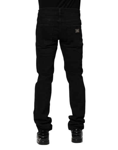 Dolce &amp; Gabbana Zwarte Katoenen Skinny Heren Denim Jeans