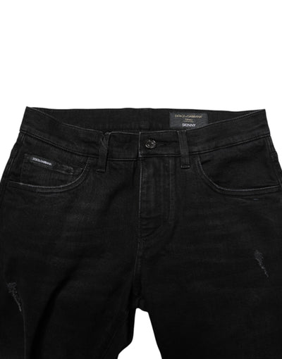Dolce &amp; Gabbana Zwarte Katoenen Skinny Heren Denim Jeans