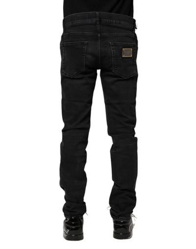 Dolce &amp; Gabbana Zwarte Katoenen Skinny Heren Denim Jeans