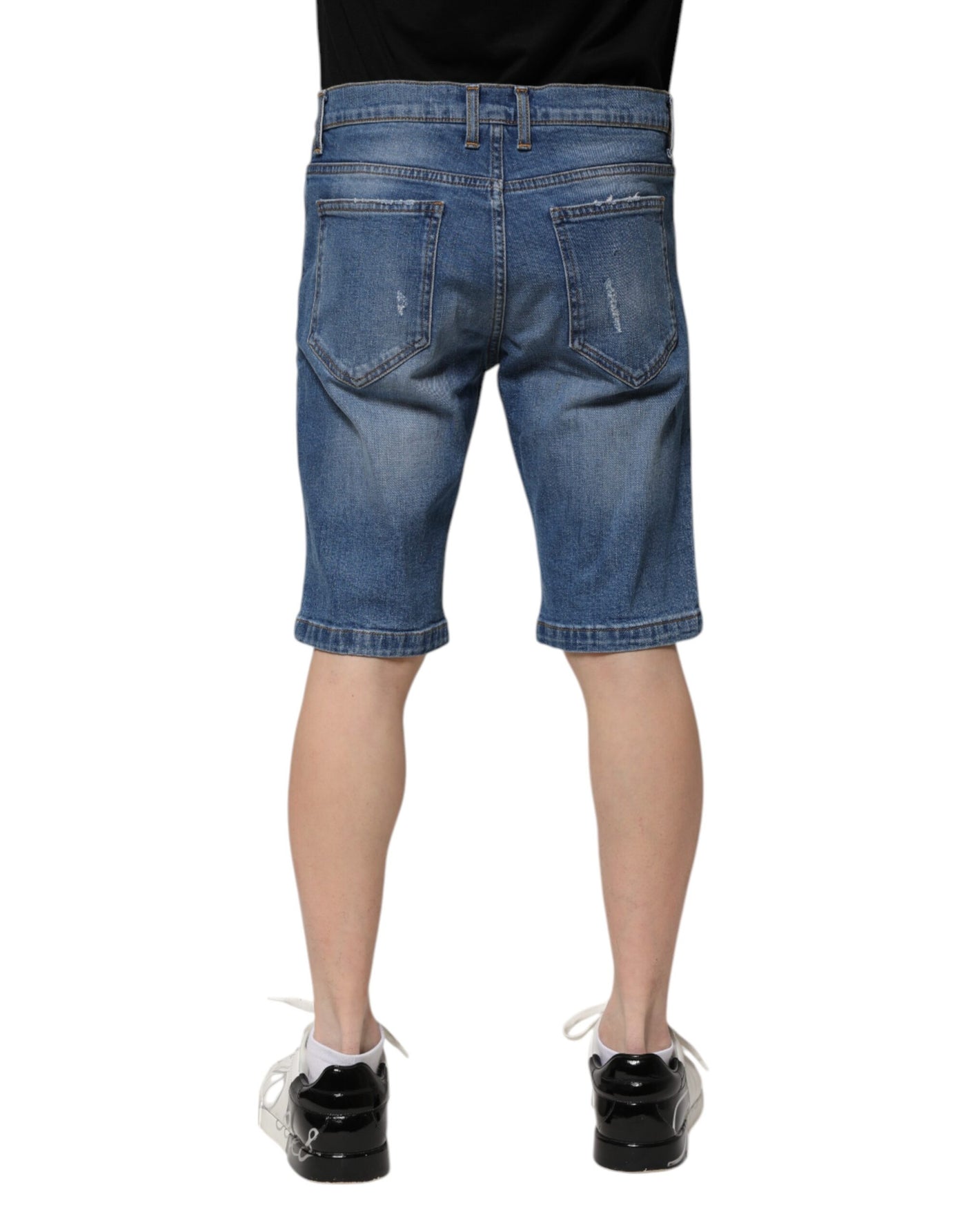 Dolce &amp; Gabbana Blauwe Katoenen Stretch Heren Denim Bermuda Shorts