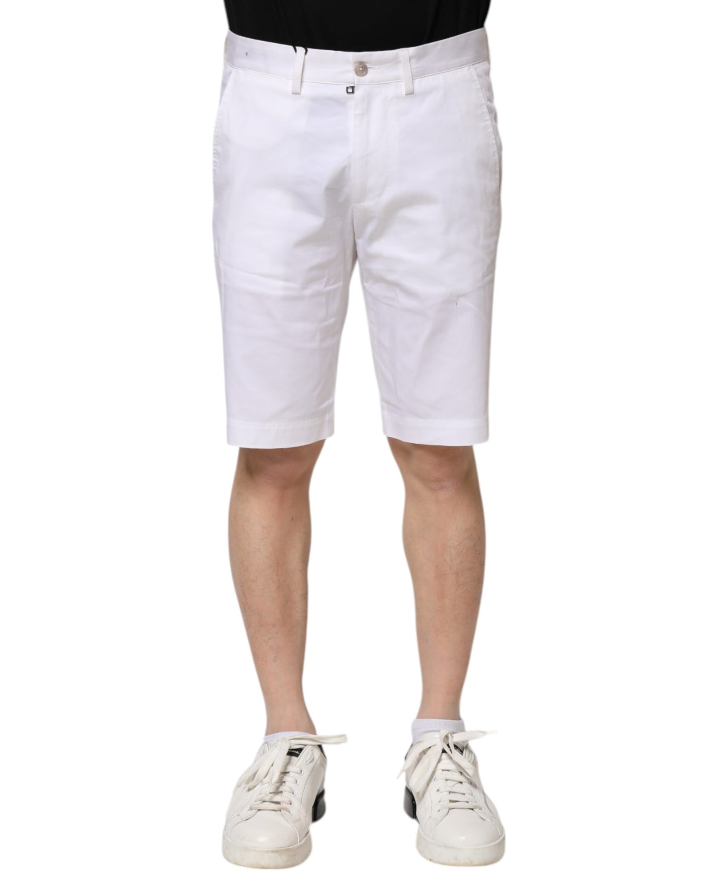 Dolce &amp; Gabbana Witte Katoenen Stretch Heren Denim Bermuda Shorts
