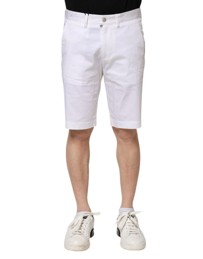 Dolce &amp; Gabbana Witte Katoenen Stretch Heren Denim Bermuda Shorts
