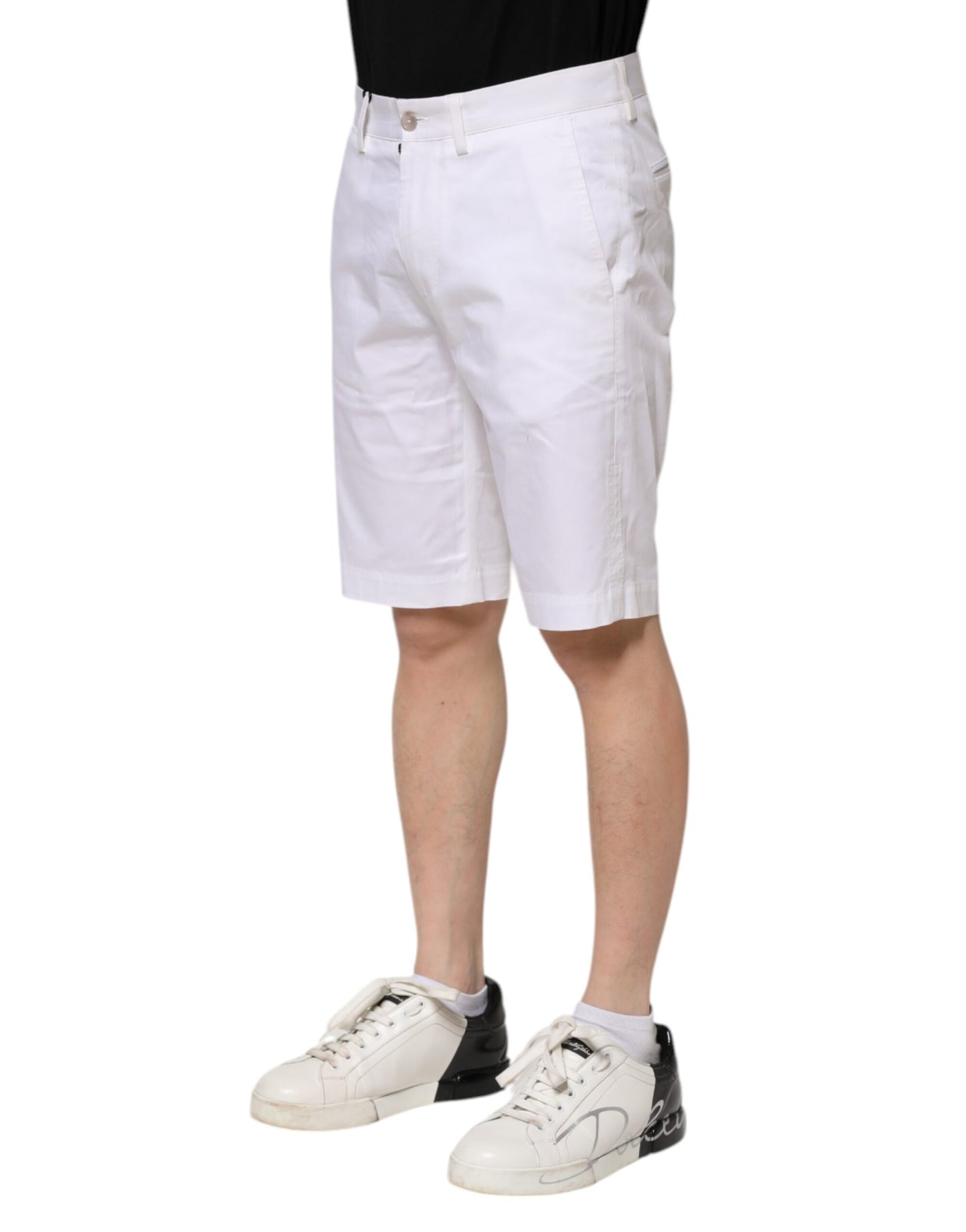 Dolce &amp; Gabbana Witte Katoenen Stretch Heren Denim Bermuda Shorts