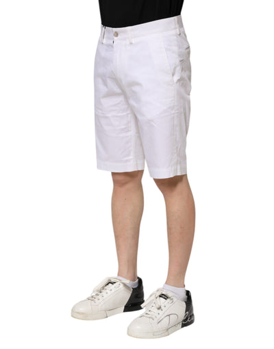 Dolce &amp; Gabbana Witte Katoenen Stretch Heren Denim Bermuda Shorts