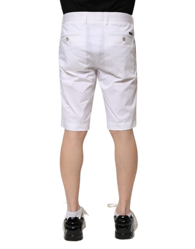 Dolce &amp; Gabbana Witte Katoenen Stretch Heren Denim Bermuda Shorts