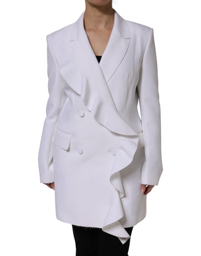 MSGM Wit Polyester Lange Mouwen Geplooide Wikkeljas