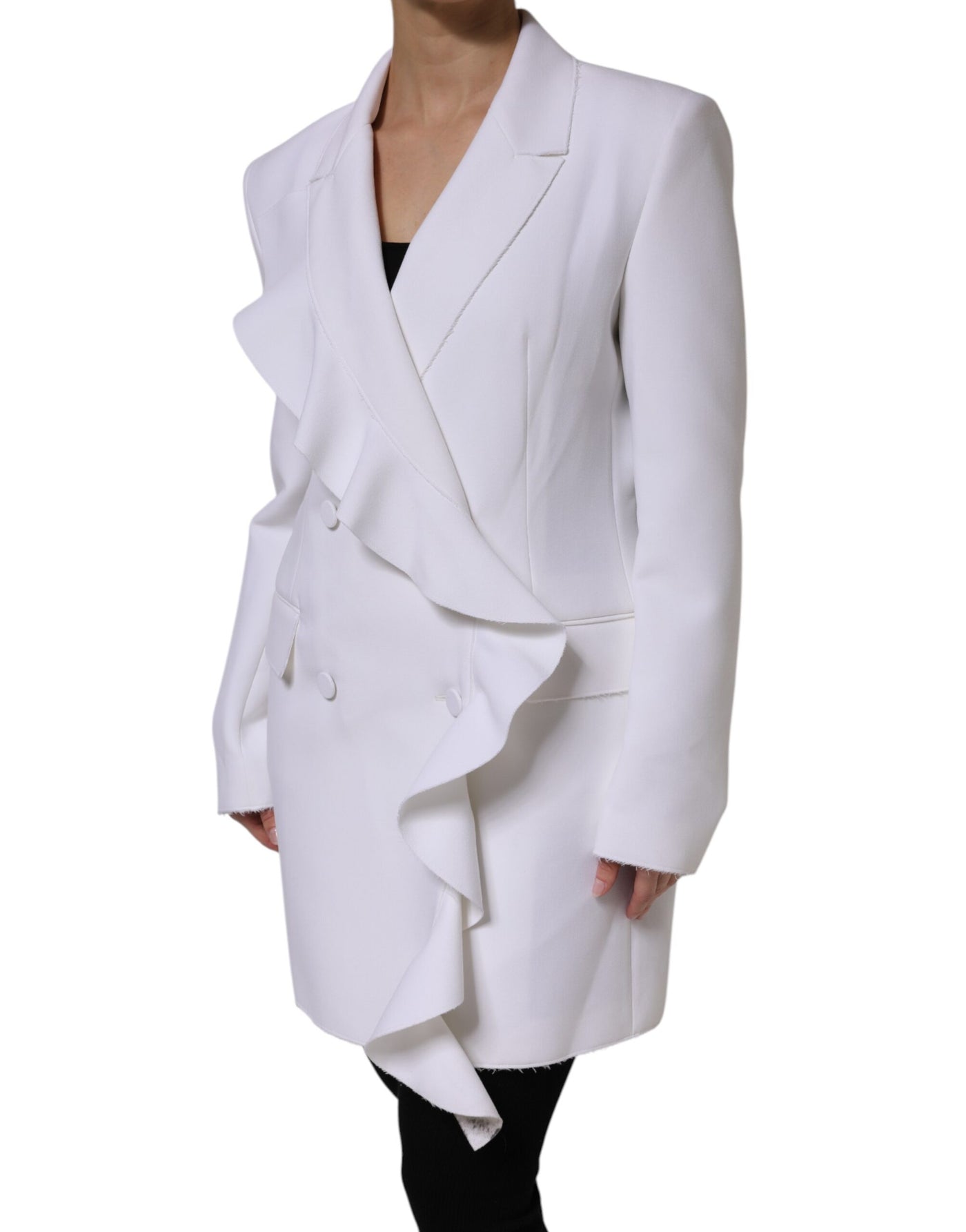 MSGM Wit Polyester Lange Mouwen Geplooide Wikkeljas