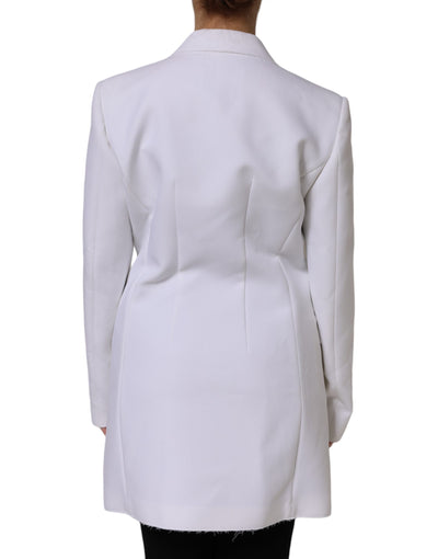 MSGM Wit Polyester Lange Mouwen Geplooide Wikkeljas