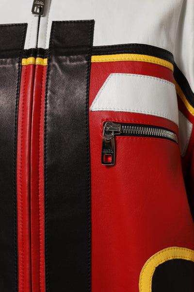 Dolce &amp; Gabbana - Veste motard en cuir multicolore entièrement zippée
