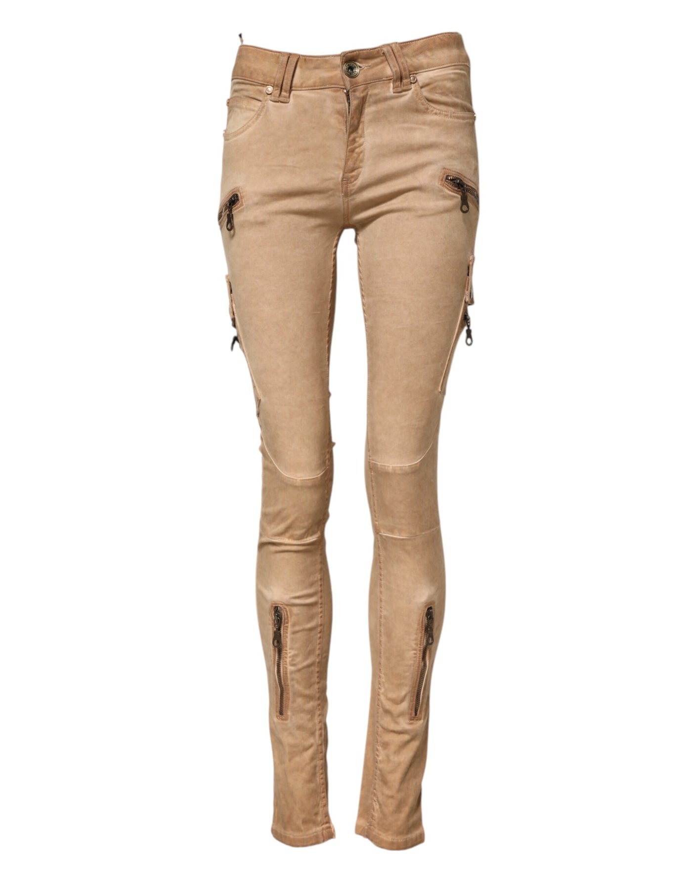 Jean skinny taille moyenne en coton marron PLEIN SUD
