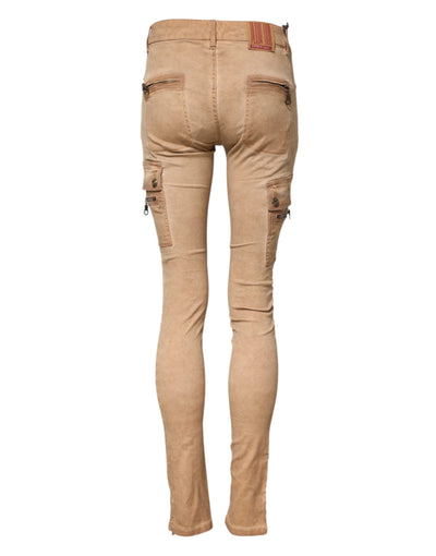 Jean skinny taille moyenne en coton marron PLEIN SUD