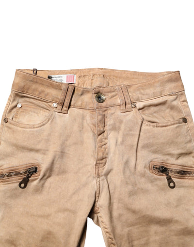 Jean skinny taille moyenne en coton marron PLEIN SUD