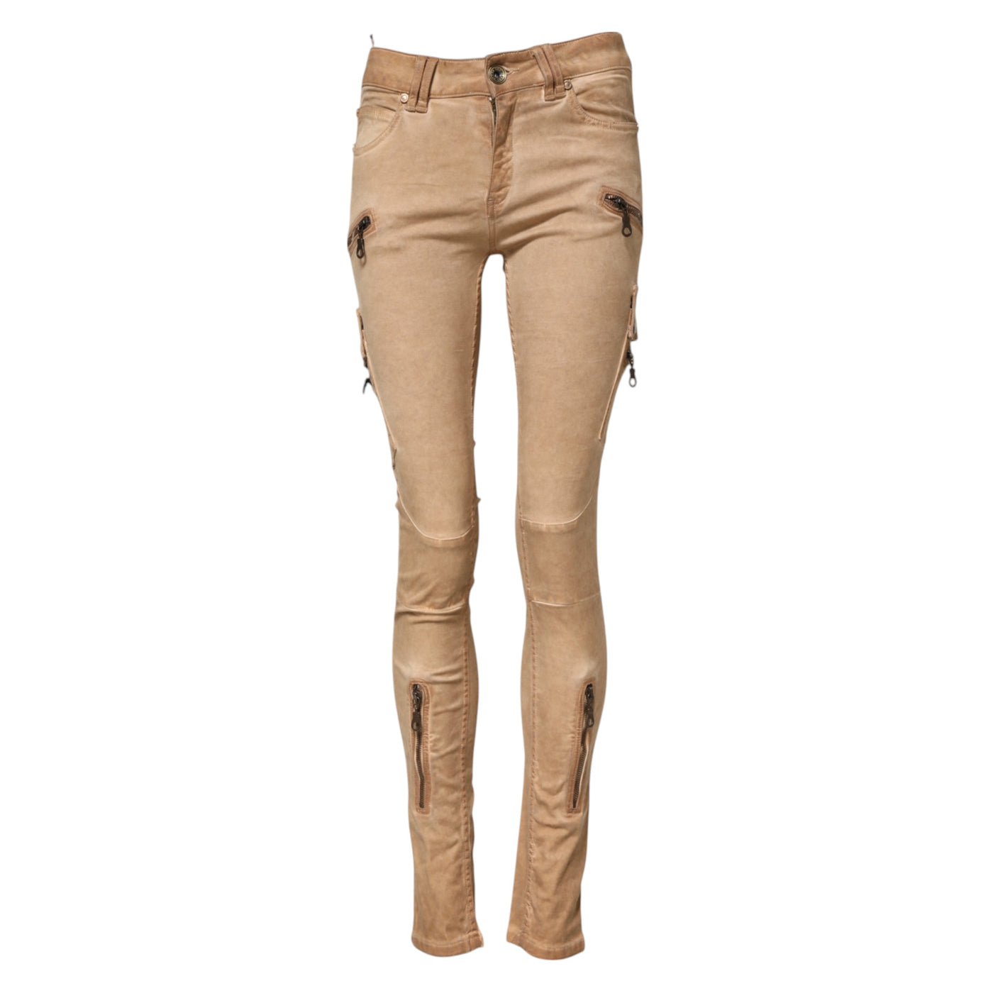 Jean skinny taille moyenne en coton marron PLEIN SUD