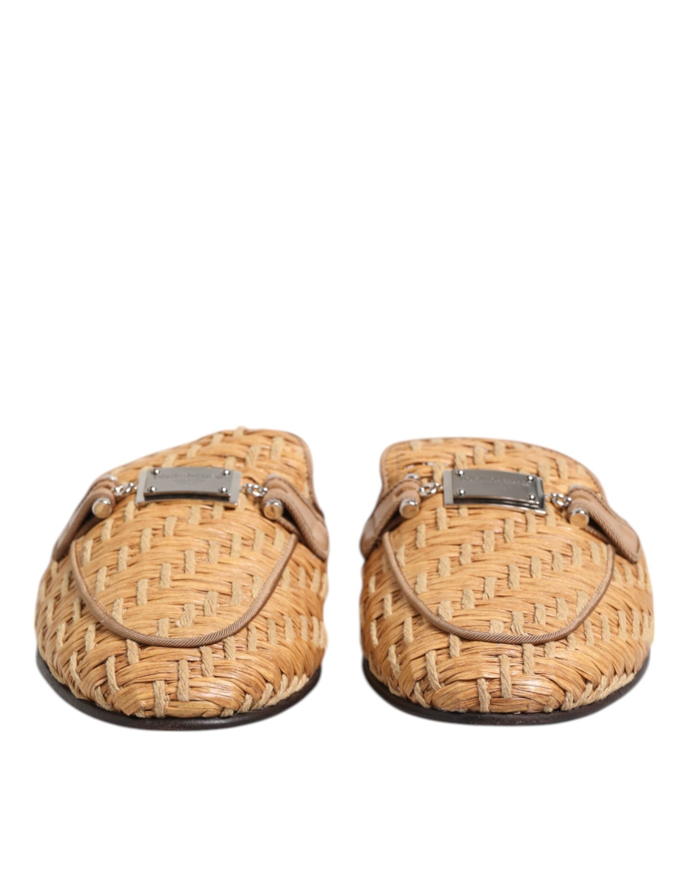 Dolce &amp; Gabbana Beige Rattan Platte Muiltjes Heren Sandalen Schoenen