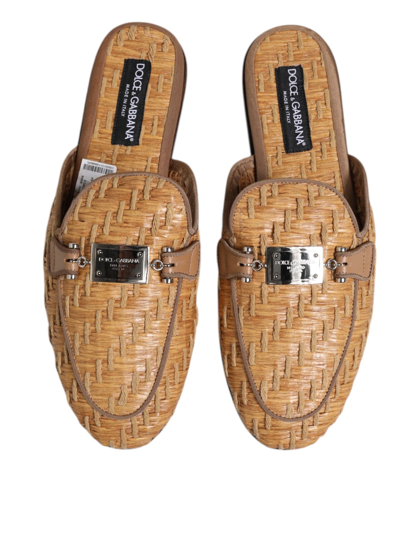 Dolce &amp; Gabbana Beige Rattan Platte Muiltjes Heren Sandalen Schoenen