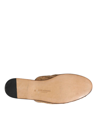 Dolce &amp; Gabbana Beige Rattan Platte Muiltjes Heren Sandalen Schoenen